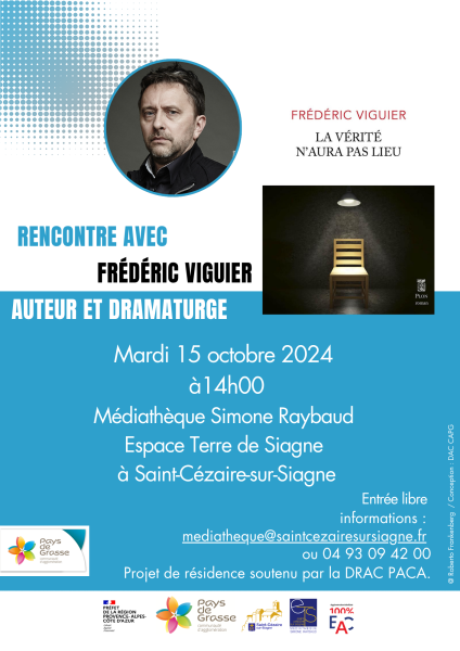 15_octobre_Affiche__rencontre_auteur_mdiathque_Frdric_Viguier_St_Czaire